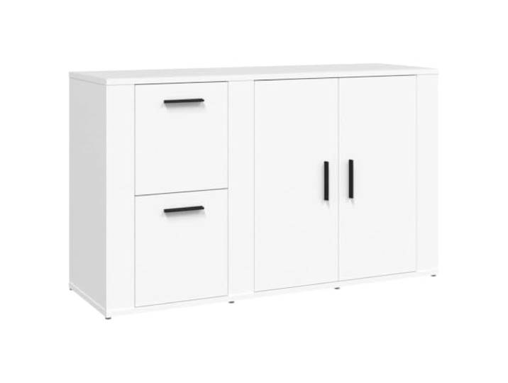 Fisinber Sideboard Weiß 100x33x59,5 cm Holzwerkstoff Beistellschrank Vielseitiger Beistellschrank für Wohnzimmer und Flur mit geräumigen Fächern und pflegeleichter Oberfläche.