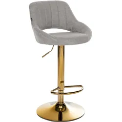 CLP Barhocker Milet Stoff gold - Farbe: grau, Gestellfarbe: gold