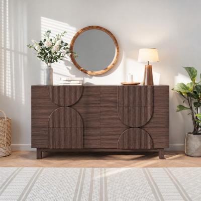 "60"" Modern Dresser, 9 Drawer Storage Chest, Fluted Semicircular Handles, Wide Cabinet for Bedroom"