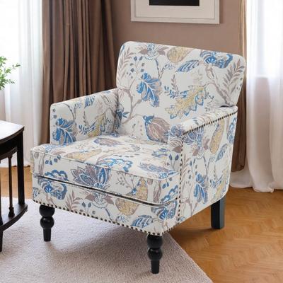 "28.75"" Polyester Tufted Club Chair with Turned Legs and Smooth Upholstery and Contemporary Design"