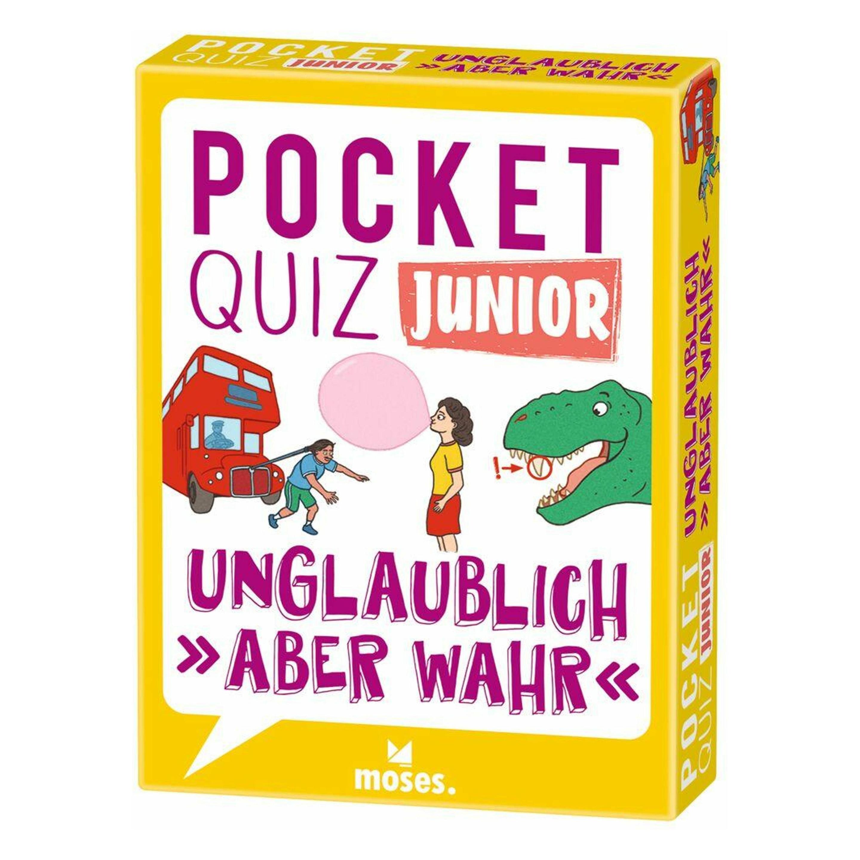 Moses MOS50192 - Pocket Quiz junior - Unglaublich, aber wahr, Kartenspiel, 1+ Spieler (DE-Ausgabe) (Deutsch, 1 - 10 Spieler) (MOS50192)