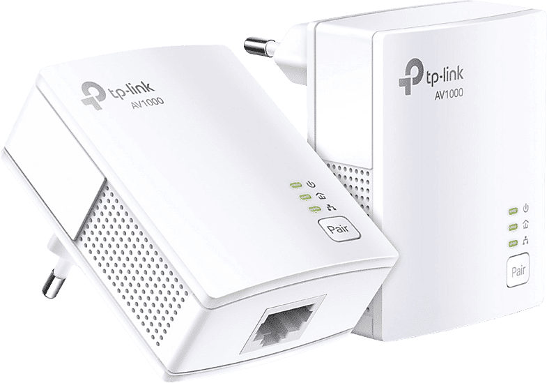 Kit adaptadores PLC - TP-Link TL-PA7017, Puerto Gigabit, AV1000, Ahorro Energía, 2 unidades, Blanco