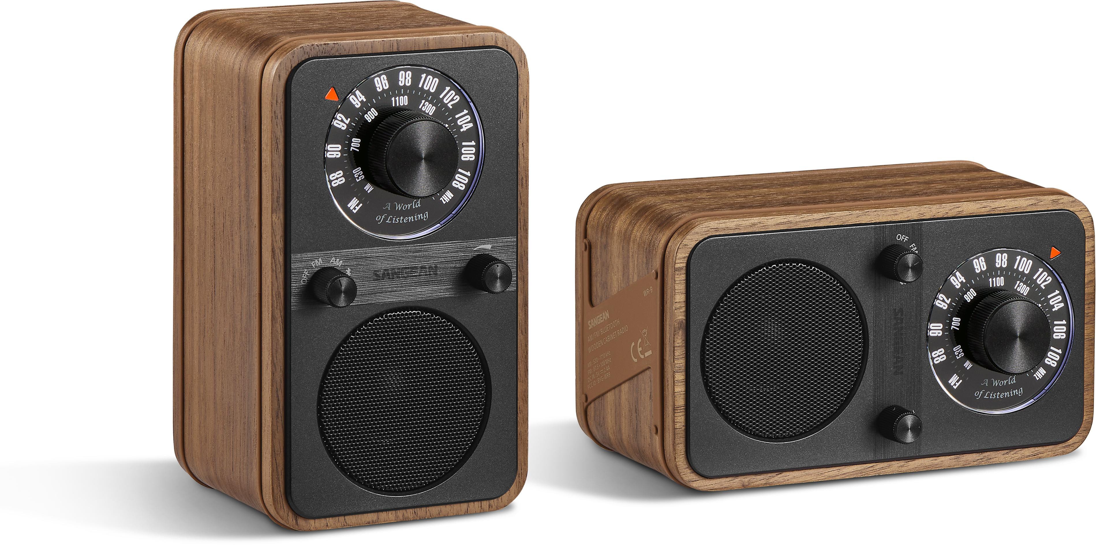 Sangean WR-9 Portables FM-Radio Echtholz-Gehäuse flexible Aufstellmöglichkeit Nussbaum Vintage A500548