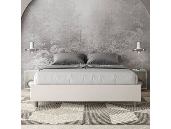 Lit double Azelia - MARQUE - 160x210 cm - Blanc - Contemporain - Design