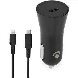 Nedis Auto-Ladegerät 20W 1.67 2.22 3.0 A - Anzahl der Ausgänge: 1, Port Type: USB-CTM, Lightning 8-Pin (Lose) Kabel, Automatische Spannungswahl