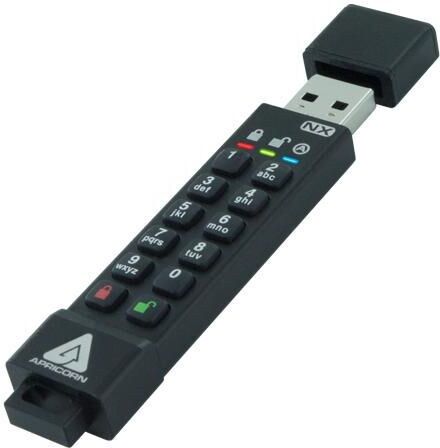 Apricorn Aegis Secure Key 3NX USB 3.2 Gen 1 256-bit AES XTS Hardware Encrypted Flash Drive, FIPS 140-2 Level 3 - 64GB