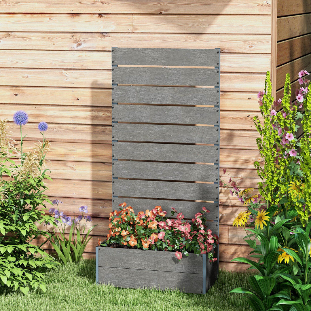 Latitude Run Granli Garden Planter with Trellis, Planter Box 72x38x150cm Grey 150cm H X 38cm D