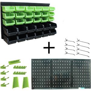 Trutzholm Werkzeugwand 4652901, schwarz, Kunststoff & Metall, Schlitzwand + Wand mit Euro- & Schlüssellochung, 52-tlg Set