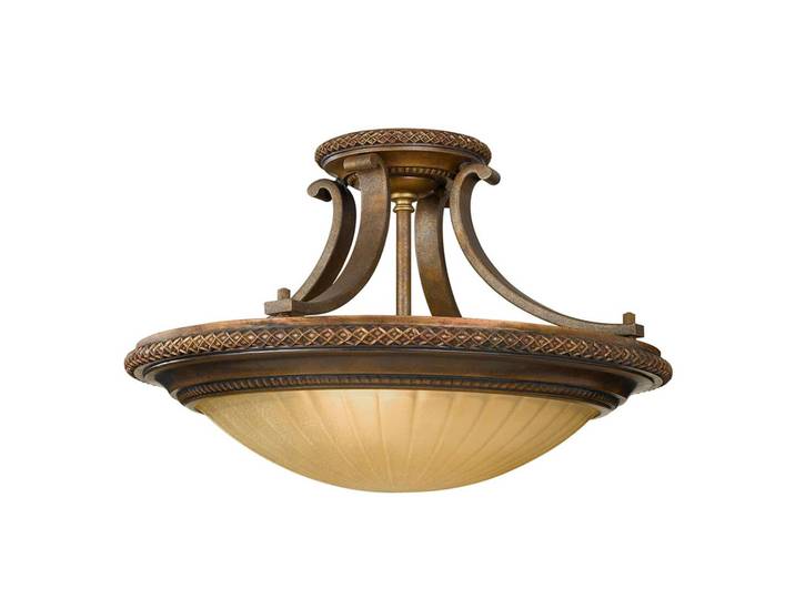 FEISS Deckenleuchte KELHAM, dimmbar, bronze / altmessing, für Wohn- / Esszimmer, Metall, Landhaus / Rustikal