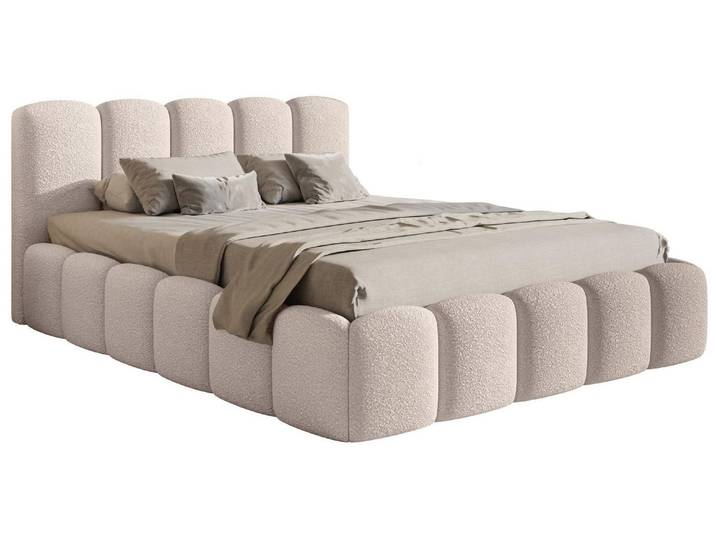 Selsey Cloudy II - Lit rembourré avec sommier à lattes et boîte de lit\, beige clair\, 180x200 cm