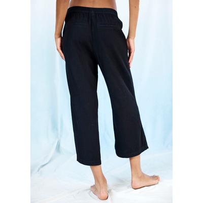 Culotte H.I.S, Damen, Gr. 40/42, N-Gr, schwarz, Obermaterial: 65% Lyocell, 35% Baumwolle, unifarben, Basic, figurumspielend ca. Mitte Wade, Hosen Culotte, weit geschnitten, in Denim Optik