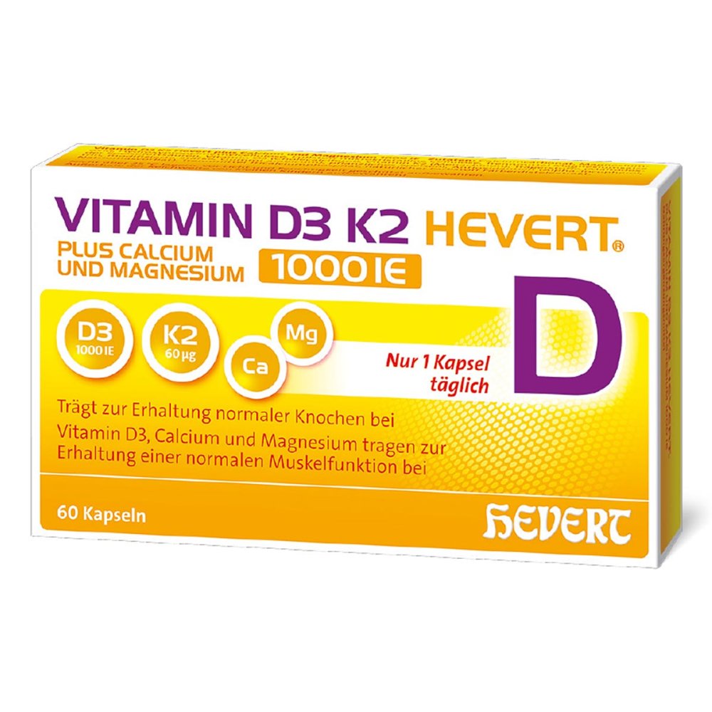 Hevert-Arzneimittel GmbH & Co. KG Vitamin D3 K2 Hevert + Calcium und Magnesium 1000 IE Kapseln 19295653