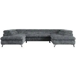 WOHNLANDSCHAFT PEDRO U Cord Dunkelgrau
