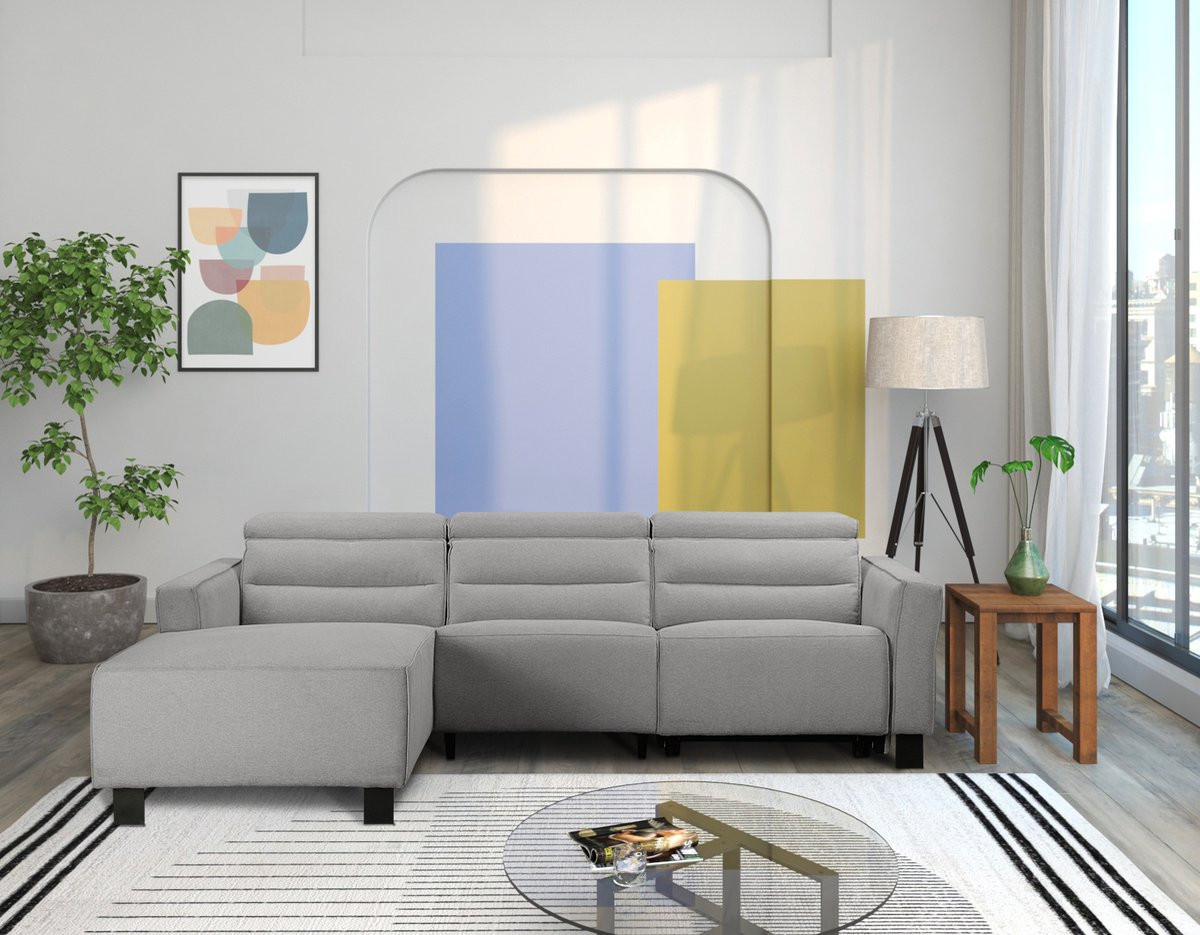 Notio Living Carpari 3-zits bank met elektrische relaxfunctie in lichtgrijs