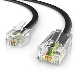 CSL Telefonkabel, Flachkabel RJ45 zu RJ11, Router zu Telefon Fax Anrufbeantworter, schwarz - 1m
