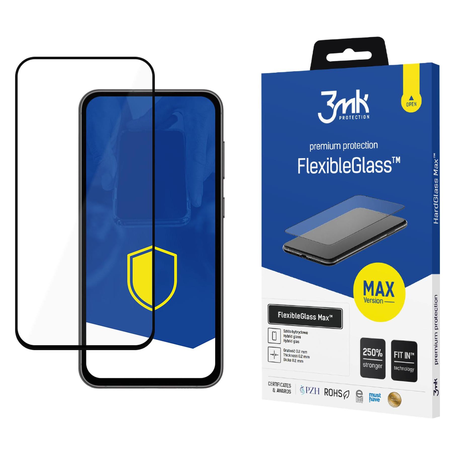 3MK Hybridglas FlexibleGlass Max für Samsung Galaxy S23 FE schwarzer Rahmen (1 Stk., Samsung Galaxy S23 FE) (1637320834)