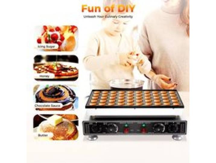Gaufrier professionnel 50 trous antiadhésif en fonte daluminium – Machines à gaufres et croques double plaque 850W pour cuisine