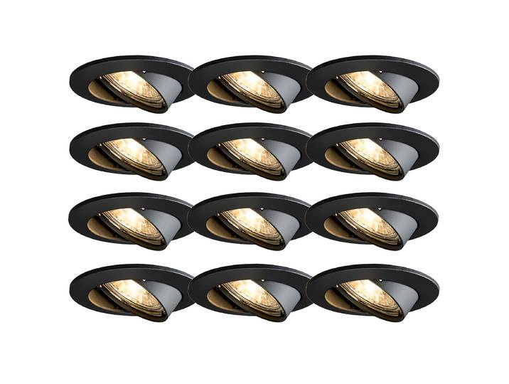 Ensemble de 12 spots encastrés modernes noirs orientables - Edu