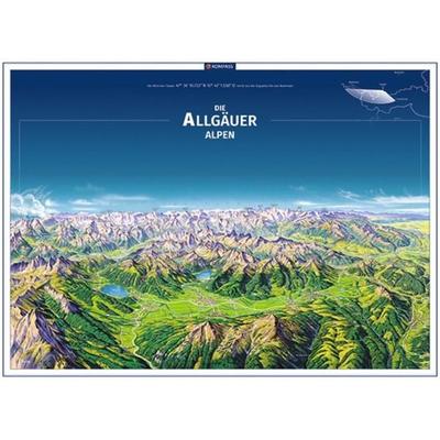 KOMPASS Panorama-Poster Die Allgäuer Alpen, Karte von , KOMPASS Freytag & Berndt, 978-3-99044-791-8