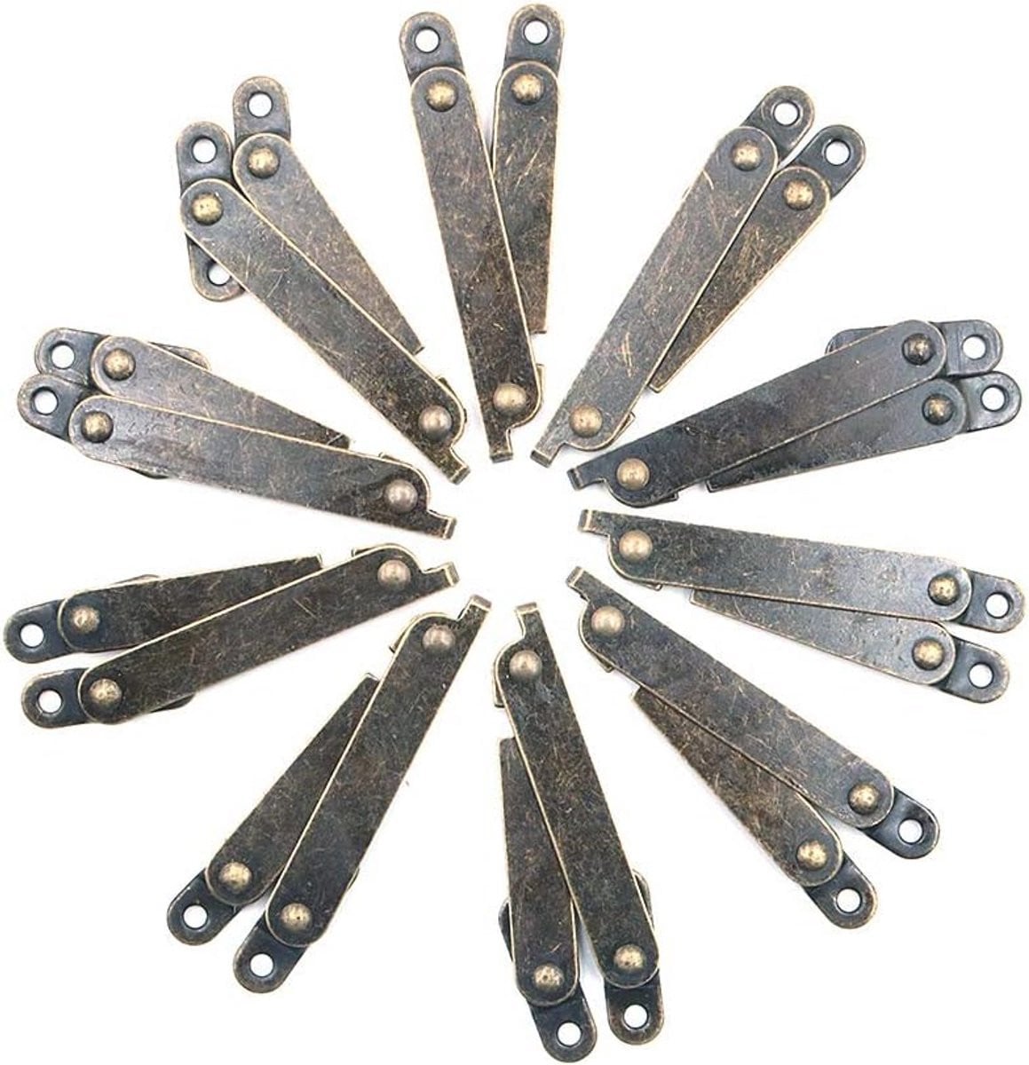 Antieke bronzen scharnieren voor dozen en meubels - 10 stuks