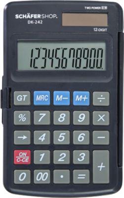 Schäfer Shop Pure Taschenrechner Pure DK-242, Solarbetrieb, 12-stelliges Display, Klappdeckel, B 72 x T 115 x H 9 mm