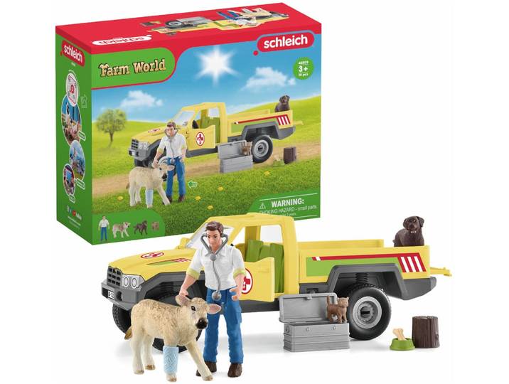 Spielfigur SCHLEICH FARM WORLD, Tierarztbesuch auf dem Bauernhof (42503) , gelb (bunt), Spielfiguren, Kinder, Kunststoff, Spielfigur