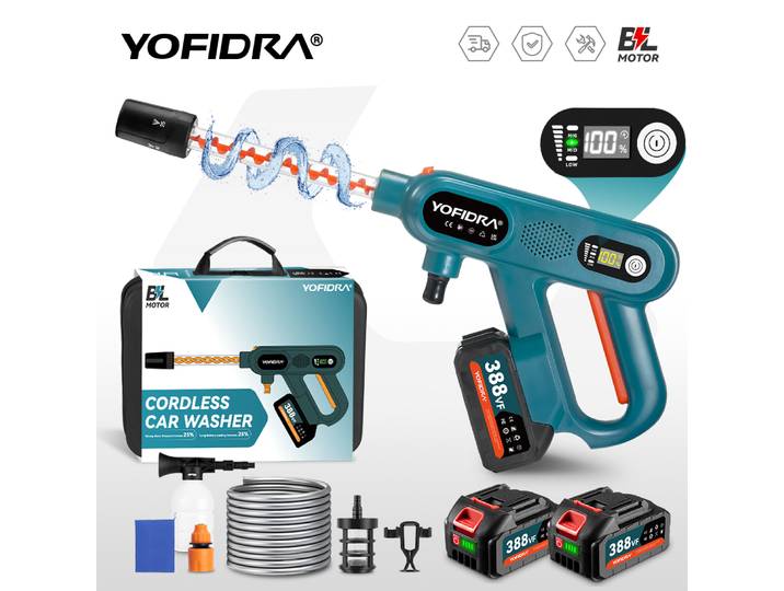 YOFIDRA 220Bar pistolet de lavage haute pression électrique sans brosse 3 vitesses pistolet de pulvérisation d'eau de lavage de voiture à domicile pour Makita broche de batterie 18V