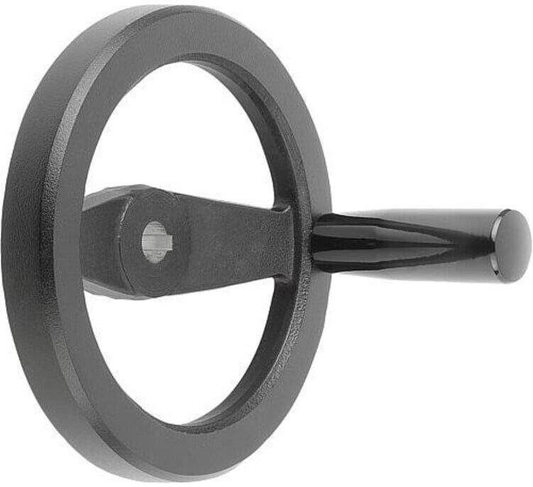 KIPP 2-Speichenhandrad 160mm Aluminium passbohrung Nut 14H7 (K0162.31160X14)