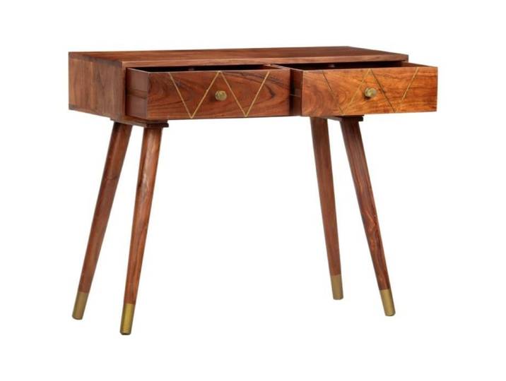 Table console - GAROSA - 90x35x76 cm - Bois d'acacia massif - 2 tiroirs - Finition laquée