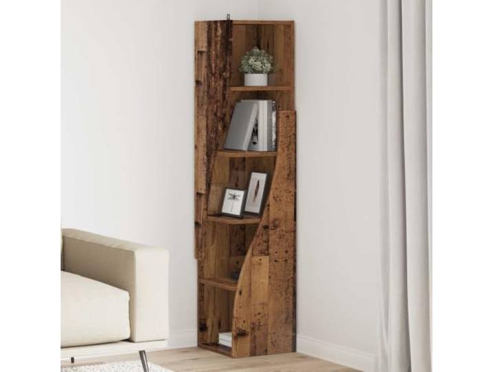 KGHFDVB Eckschrank 32x32x140cm Holzwerkstoff Altholz Platzsparendes Eckdesign, Robustes Material, Viel Stauraum, Wandbefestigung Erforderlich