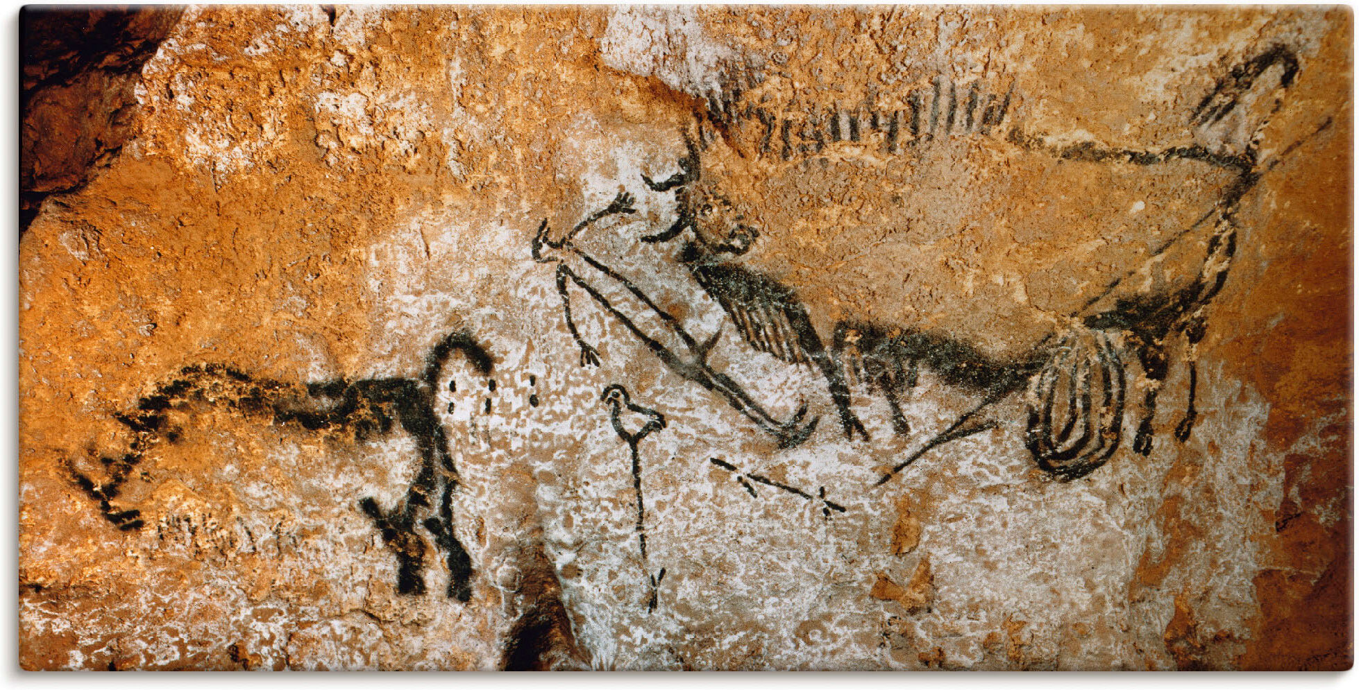 Leinwandbild ARTLAND "Höhle von Lascaux 17000 v Chr", braun (farbe bild(er): braun), B:100cm H:50cm, Bilder, Leinwandbild, auf Holzrahmen gespannt farbe bild(er): braun B/H/T: 100cm x 50cm, Leinwandbild Wildtiere, 1 Stk.