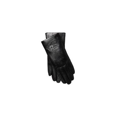 Lederhandschuhe CALVIN KLEIN, Damen, Gr. M, schwarz, Schafsleder, unifarben, Basic, Handschuhe, Regular fit mit Markenlogo
