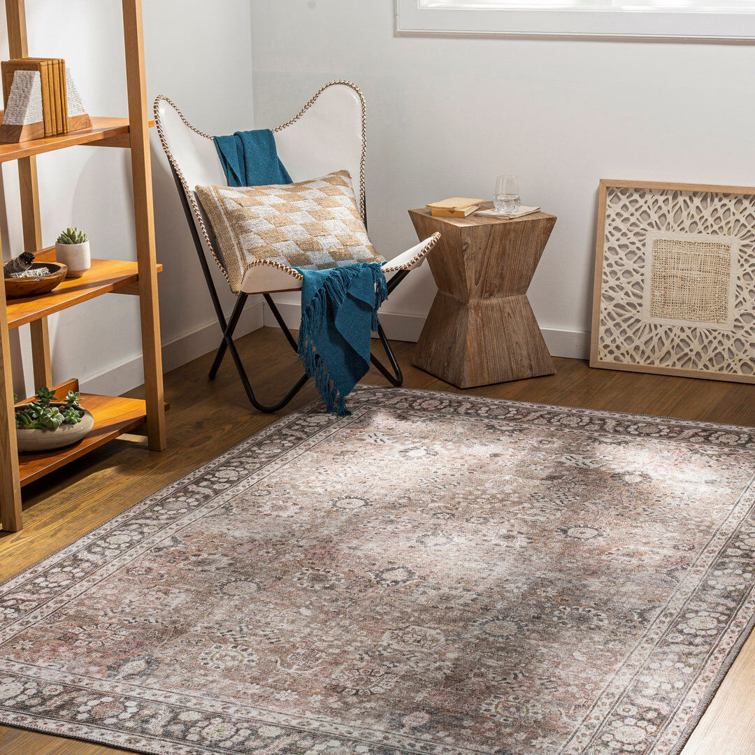 Livabliss Colin Machine Washable Traditionnal Boho Area Rug Cream;Tan;Black;Charcoal;Medium Brown Rectangle 160 x 220cm