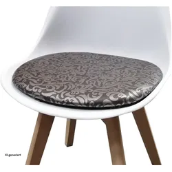 HTI-Living, Stühle, Esszimmerstuhl 2er Set Weiss mit Kunstledersitz Atlanta Braun mit Ornament
