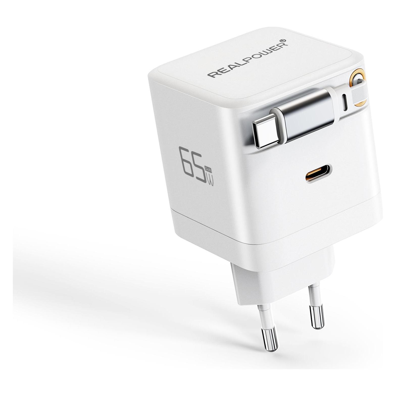 RealPower GaN Charger 65W weiss,65 Watt, 2x Type-C (65 W, 2 Ports) (547527)
