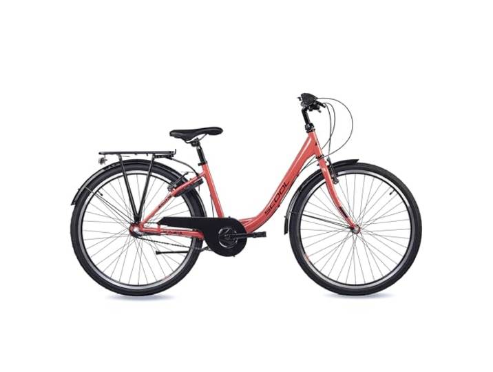S’COOL Chix Kinderfahrrad 26 Zoll, 3-Gang Nabenschaltung mit Rücktrittbremse, Coral, wartungsarmes Schul- & Alltagsrad, für Kinder ab 10 Jahren, Körpergröße 140–157 cm, Jungen & Mädchen