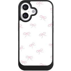 Nivocase Hülle für Apple iPhone 16 Handyhülle NIVOcore Case Schwarz Muster Schleife Schleifen (Apple iPhone 16), Smartphone Hülle, Schwarz