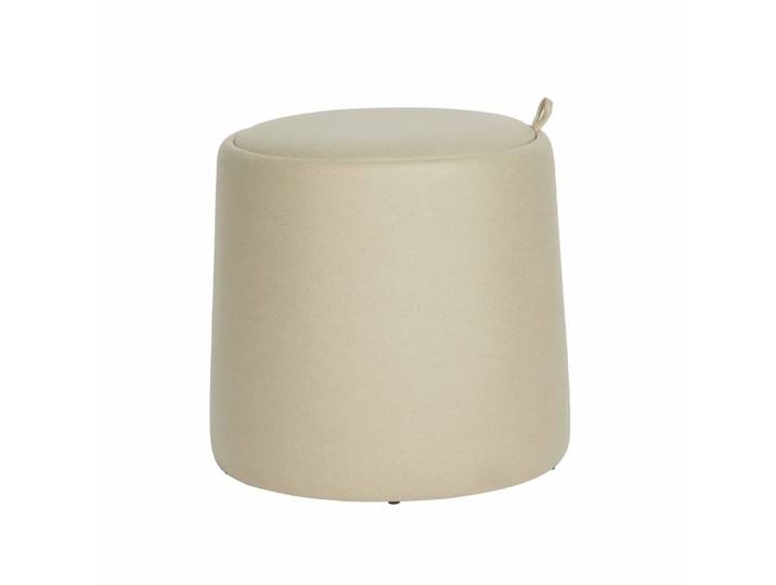 Pouf de rangement rond en similicuir beige 42x45x45