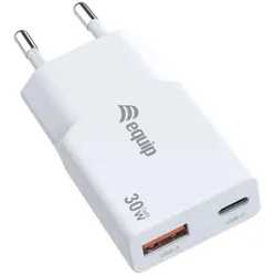 Equip 2-Port 30W GaN Slim USB PD-Ladegerät, USB-C x1, USB-A x1
