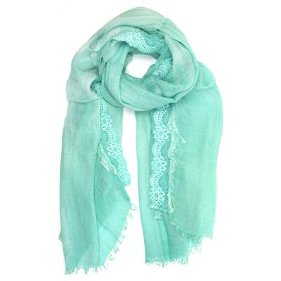 Modeschal "Elsa", Damen, grün, Viskose, COLLEZIONE ALESSANDRO, unifarben, Basic, Modetücher, aus Naturmaterial, mit Spitze