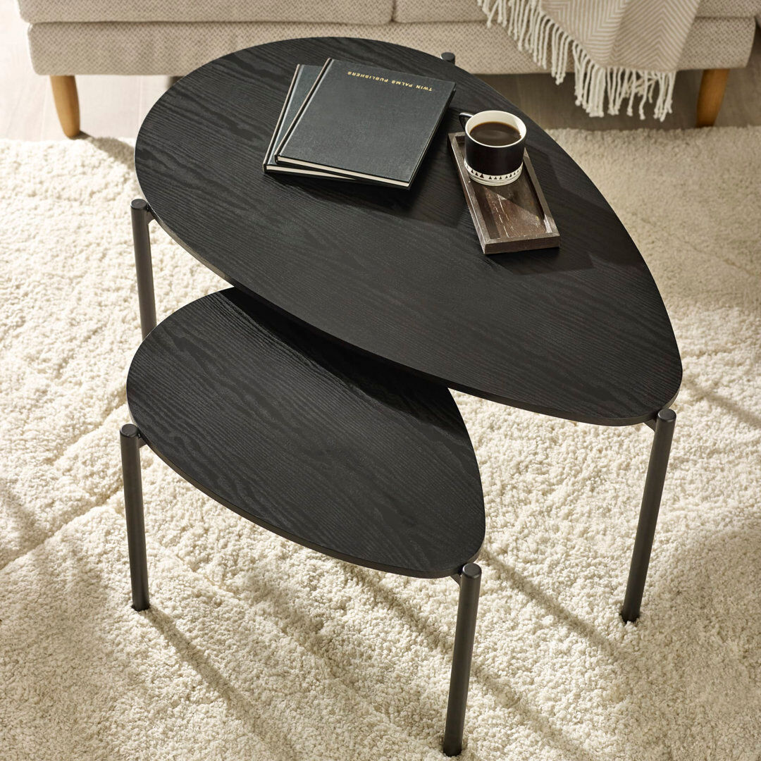 17 Stories Taniyha Three Leg Coffee Table Black 45.5cm H X 63.5cm W X 103cm D