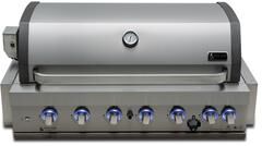 "Mont Alpi Premium 44""W Stainless Steel 6-Burner Heavy Duty Built-in BBQ Grill Head with Rear Burner + Rotisserie Kit + Cover"