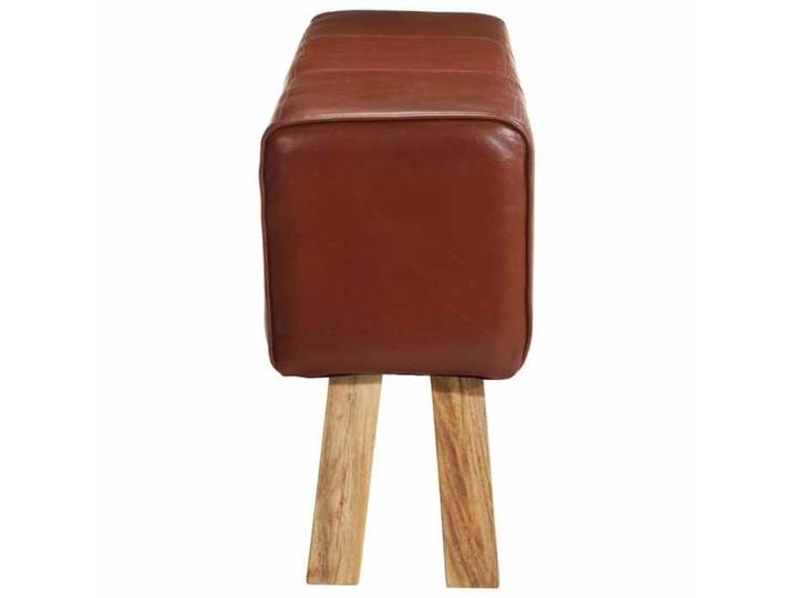 Banquette Cuisine - Brun - Banc saut de cheval 160 cm - Marron - Cuir véritable et bois - acacia 7224