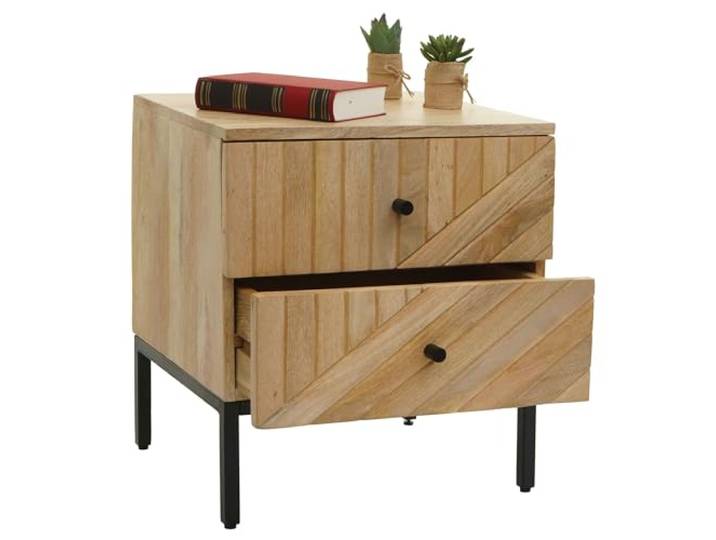 Mendler Nachttisch HWC-L95 Schublade Mango-Holz 51x45x40cm, Natur Kommode, Beistelltisch, Nachtschrank, Schrank