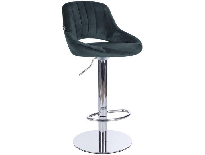 CLP Barhocker Samt Dunkelgrau, Metall, 47x83x48 cm, Esszimmer, Barmöbel, Barhocker