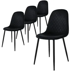 ML-Design Esszimmerstühle 4er Set, Schwarz, Küchenstuhl mit Samtbezug, Wohnzimmerstuhl mit Rückenlehne, Polsterstuhl mit Metallbeinen