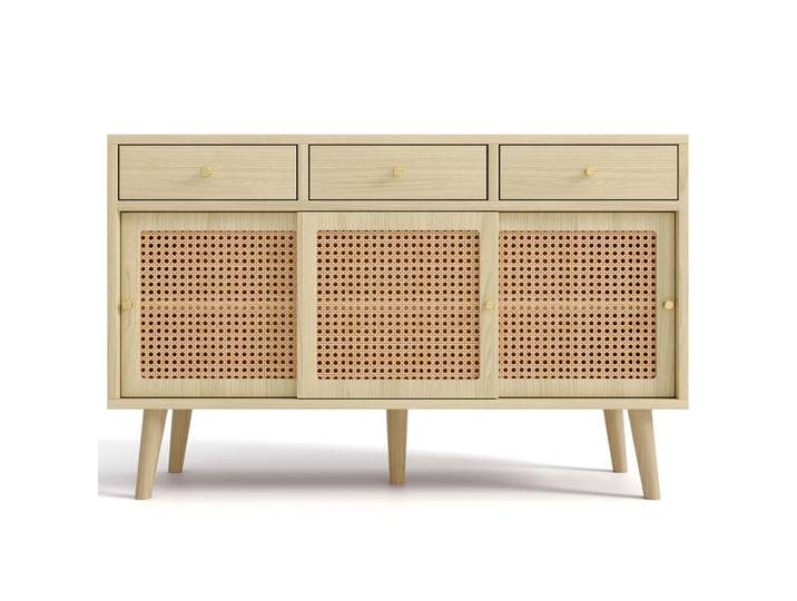 Buffet en mdf avec rangement chêne 120x40x78 cm