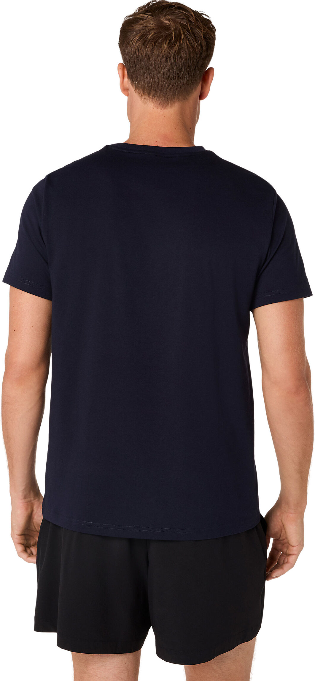 Laufshirt ASICS "ASICS SPIRAL EMBROIDERY TEE", Herren, Gr. XL, blau (midnight), Obermaterial: 60% Baumwolle, 40% Polyester, Shirts Laufshirt, Schnelltrocknend, Weiches Material, Langlebige Materialien midnight XL