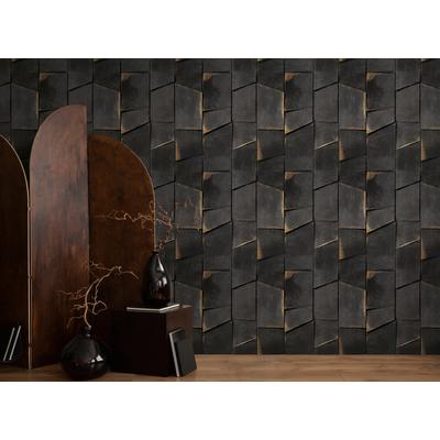 Fototapete LIVING WALLS "The Wall 4 Graphics – Plastische Schieferwand Vlies-Fototapete", schwarz (grau), B:1,59m H:0m L:2,8m, Vinyl, Vlies, Tapeten, Plastische Schieferwand mit markanter 3D-Wirkung