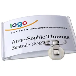 10 Namensschild mit Klammer, EVENT 85 x 54 mm, Kunststoff, transparent